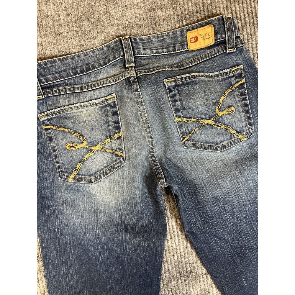 BKE Womens 29x33.5 Jeans Star‎ Flare Stretch Denim Low Rise Distressed